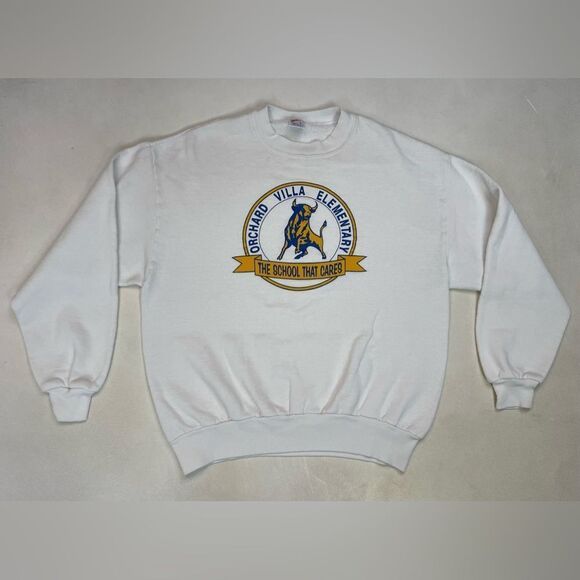 VINTAGE Orchard Villa Elementary School Graphic Sweatshirt Women Large USA 90s - Picture 1 of 8